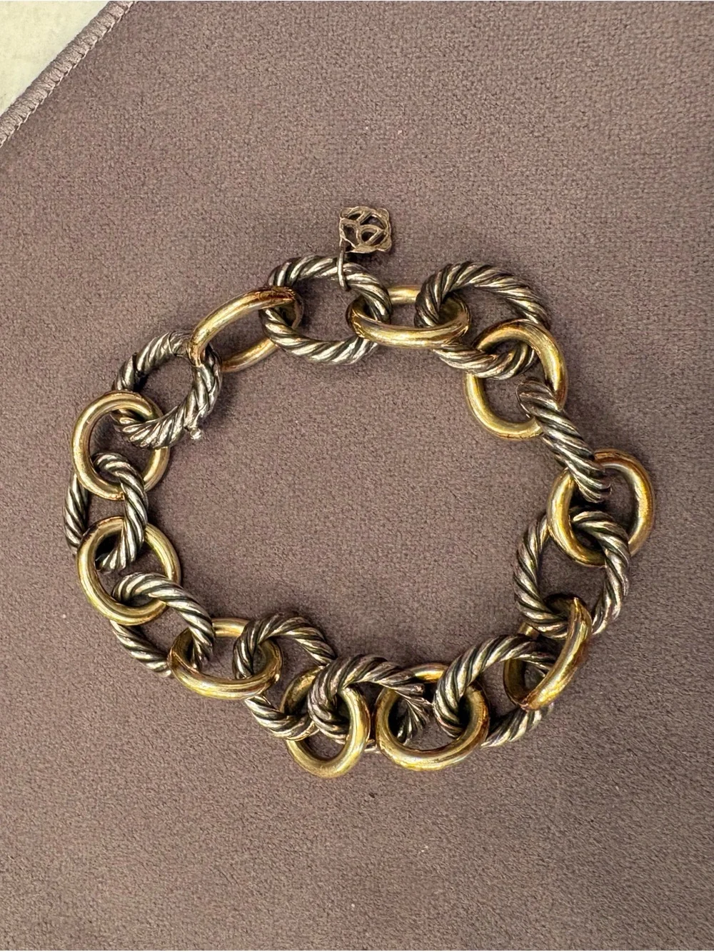 David Yurman 18K Yellow Gold & Sterling Silver Oval Link Bracelet
